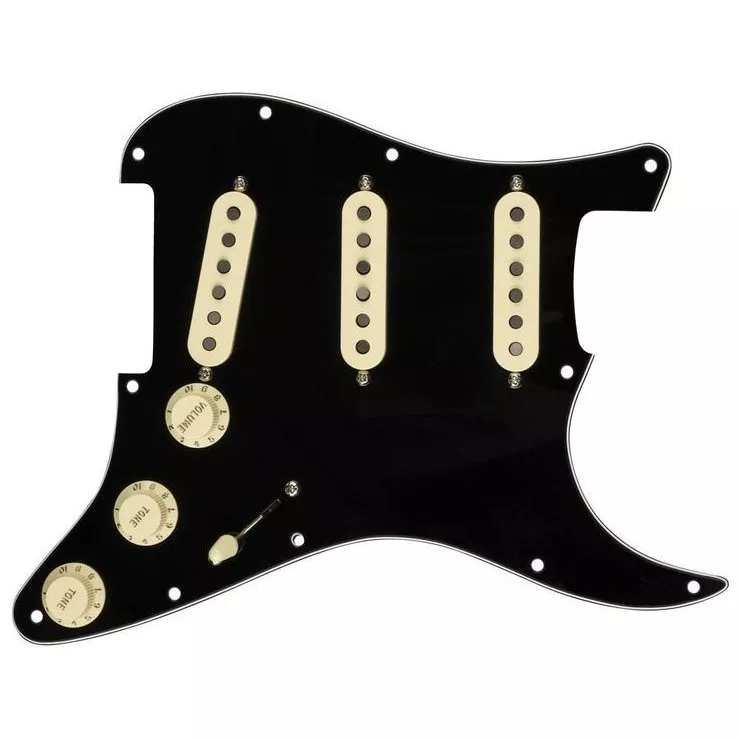 Fender Pre-Wired Strat Pickguard Custom Shop Fat 50's SSS Black Fender Pre-Wired Strat Pickguard Custom Shop Fat 50's SSS Black