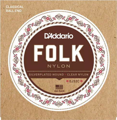 D'Addario EJ32C Folk Nylon Ball End Clear D'Addario EJ32C Folk Nylon Ball End Clear