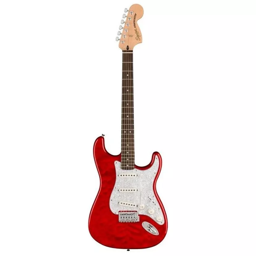 Squier by Fender AFFINITY SERIES FSR STRATOCASTER QMT CRIMSON RED TRANSPARENT