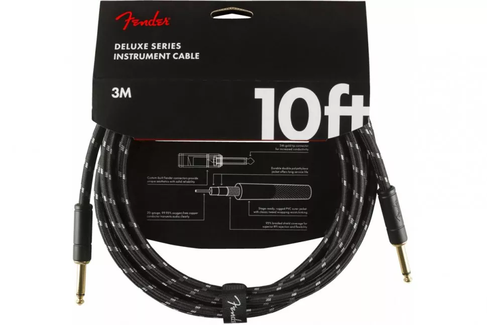 Fender CABLE DELUXE SERIES 10' BLACK TWEED