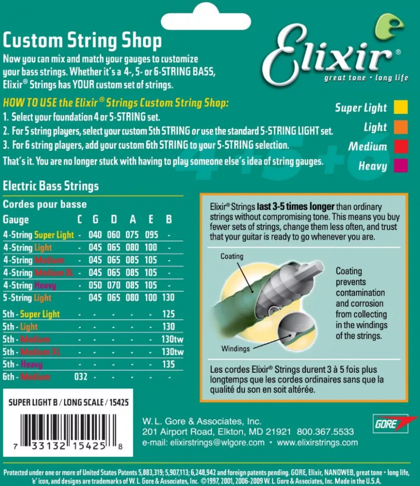 Elixir Bass SS NW 125 Sgl Elixir Bass SS NW 125 Sgl