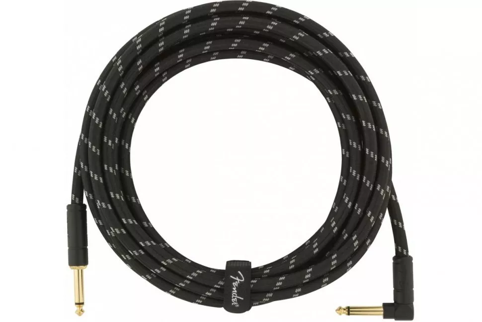 Fender CABLE DELUXE SERIES 15' ANGLED BLACK TWEED