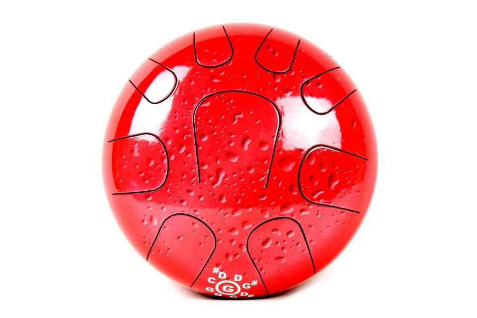 Palm Percussion METAL TONGUE DRUM 9 LEAFS RED SPLASH Palm Percussion METAL TONGUE DRUM 9 LEAFS RED SPLASH