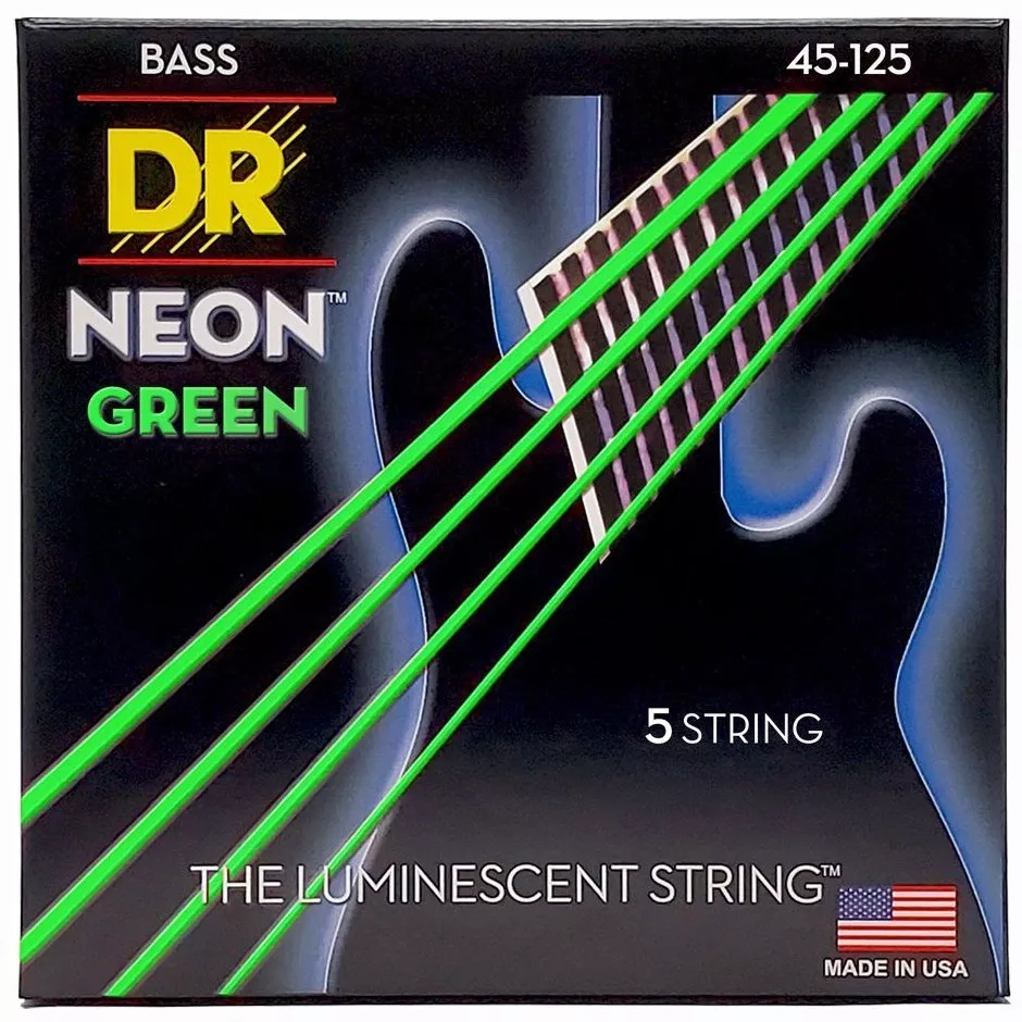 DR STRINGS NEON GREEN BASS - MEDIUM - 5 STRING (45-125)