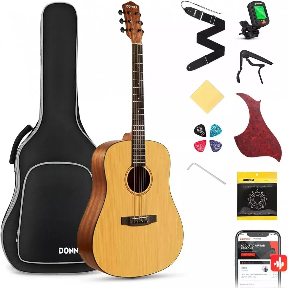 Donner Music Acoustic Guitar 41 Inch Full-size