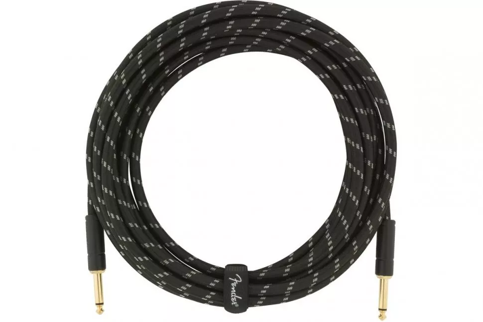 Fender CABLE DELUXE SERIES 18.6' ANGLED BLACK TWEED