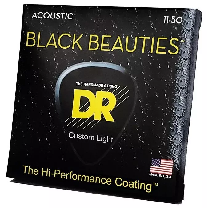 DR STRINGS BLACK BEAUTIES ACOUSTIC - CUSTOM LIGHT (11-50)