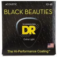 DR STRINGS BLACK BEAUTIES ACOUSTIC - EXTRA LIGHT (10-48)