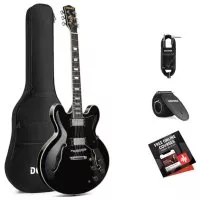 Donner Music DJP-1000 Semi-Hollow Electric Guitar Black