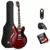 Donner Music DJP-1000 Semi-Hollow Electric Guitar Cherry