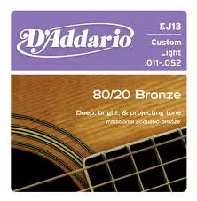 D'Addario EJ13 80/20 Bronze Custom Light (11-52) D'Addario EJ13 80/20 Bronze Custom Light (11-52)