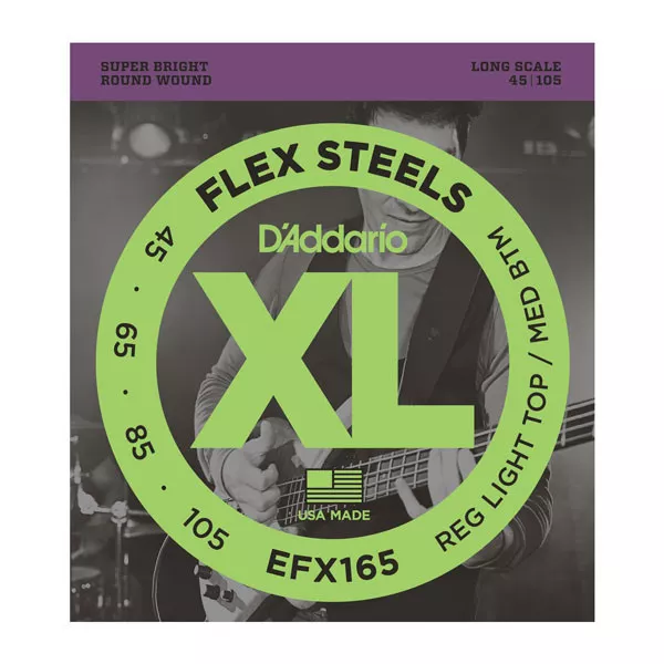 D'Addario EFX165 XL FlexSteels Bass Light Top / Medium Bottom (45-105)