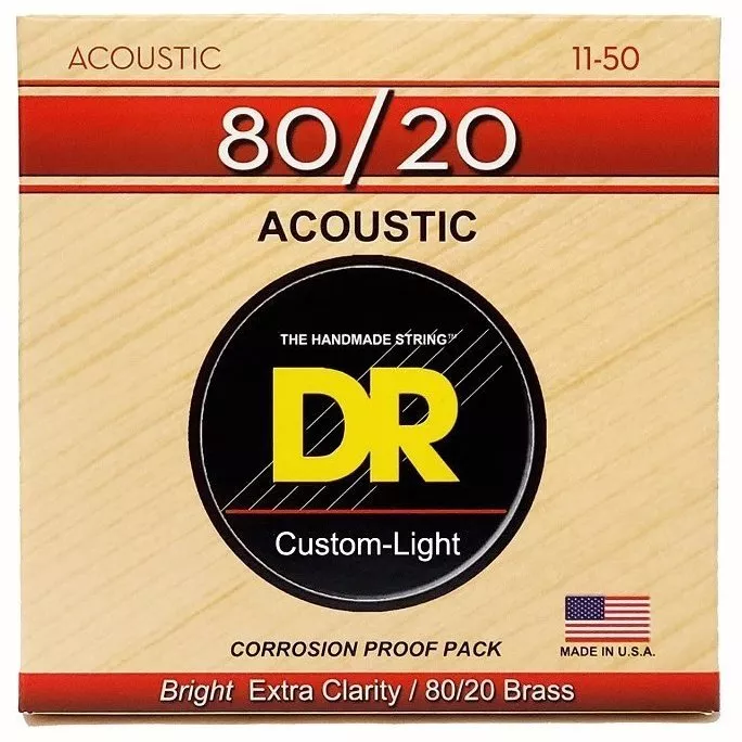 DR STRINGS HI-BEAM ACOUSTIC 80/20 BRONZE - CUSTOM LIGHT (11-50) DR STRINGS HI-BEAM ACOUSTIC 80/20 BRONZE - CUSTOM LIGHT (11-50)