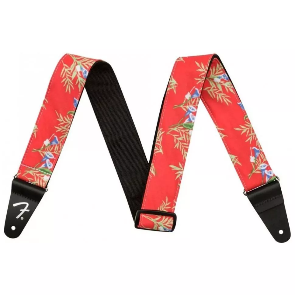 Fender Strap 2" Hawaiian Straps Red Floral Fender Strap 2" Hawaiian Straps Red Floral