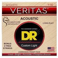 DR STRINGS VERITAS COATED CORE ACOUSTIC GUITAR STRINGS - CUSTOM LIGHT (11-50)