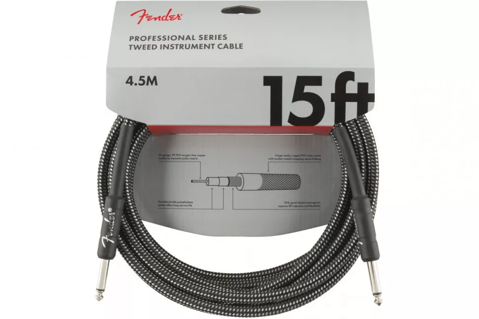 Fender CABLE PROFESSIONAL SERIES 15' GREY TWEED Fender CABLE PROFESSIONAL SERIES 15' GREY TWEED