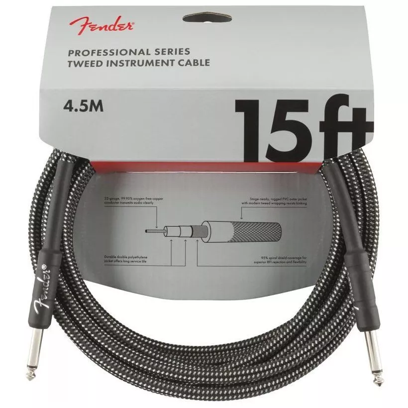 Fender CABLE PROFESSIONAL SERIES 15' GREY TWEED Fender CABLE PROFESSIONAL SERIES 15' GREY TWEED
