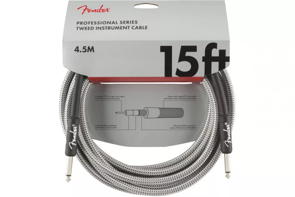 Fender CABLE PROFESSIONAL SERIES 15' WHITE TWEED Fender CABLE PROFESSIONAL SERIES 15' WHITE TWEED