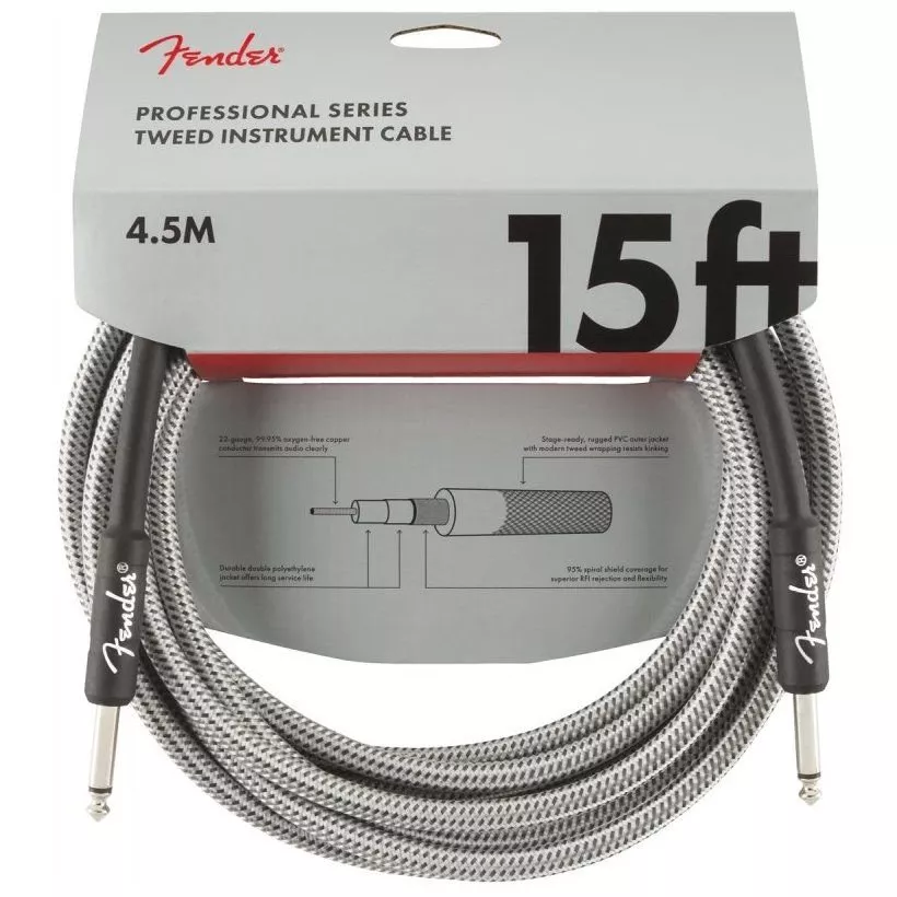 Fender CABLE PROFESSIONAL SERIES 15' WHITE TWEED Fender CABLE PROFESSIONAL SERIES 15' WHITE TWEED
