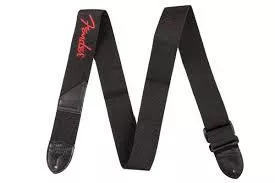Fender STRAP 2 BLACK RED LOGO