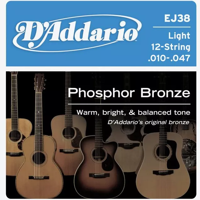 D'Addario EJ38 Phosphor Bronze Light 12-String (10-47) D'Addario EJ38 Phosphor Bronze Light 12-String (10-47)