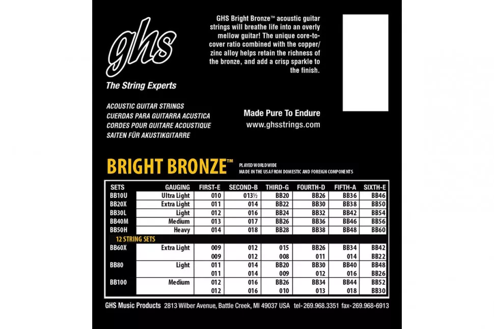 GHS Strings GHS Strings BRIGHT BRONZE SET BB10U GHS Strings GHS Strings BRIGHT BRONZE SET BB10U