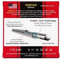 DR STRINGS VERITAS COATED CORE ELECTRIC GUITAR STRINGS - LIGHT TO MEDIUM (9-46)
