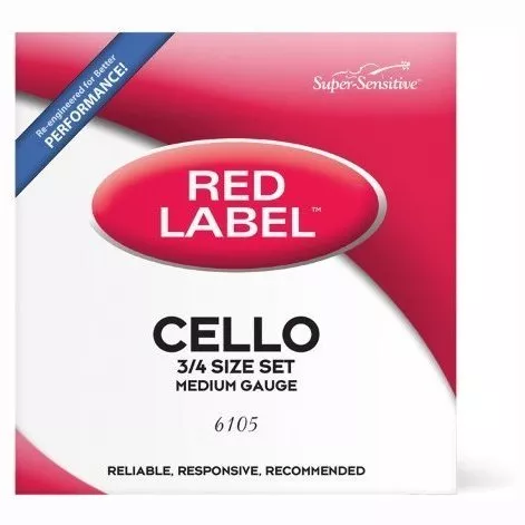 D'Addario Super Sensitive 6105 Red Label Cello String Set - 3/4 Size D'Addario Super Sensitive 6105 Red Label Cello String Set - 3/4 Size