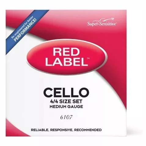 D'Addario Super Sensitive 6107 Red Label Cello String Set - 4/4 Size D'Addario Super Sensitive 6107 Red Label Cello String Set - 4/4 Size