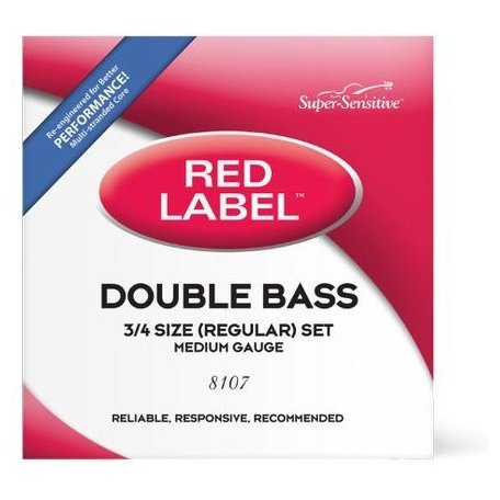 D'Addario Super Sensitive 8107 Red Label Double Bass String Set - 3/4 Size