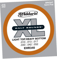 D'Addario EHR 340 XL Half Rounds Light Top/Heavy Bottom (10-52)