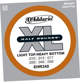 D'Addario EHR 340 XL Half Rounds Light Top/Heavy Bottom (10-52)