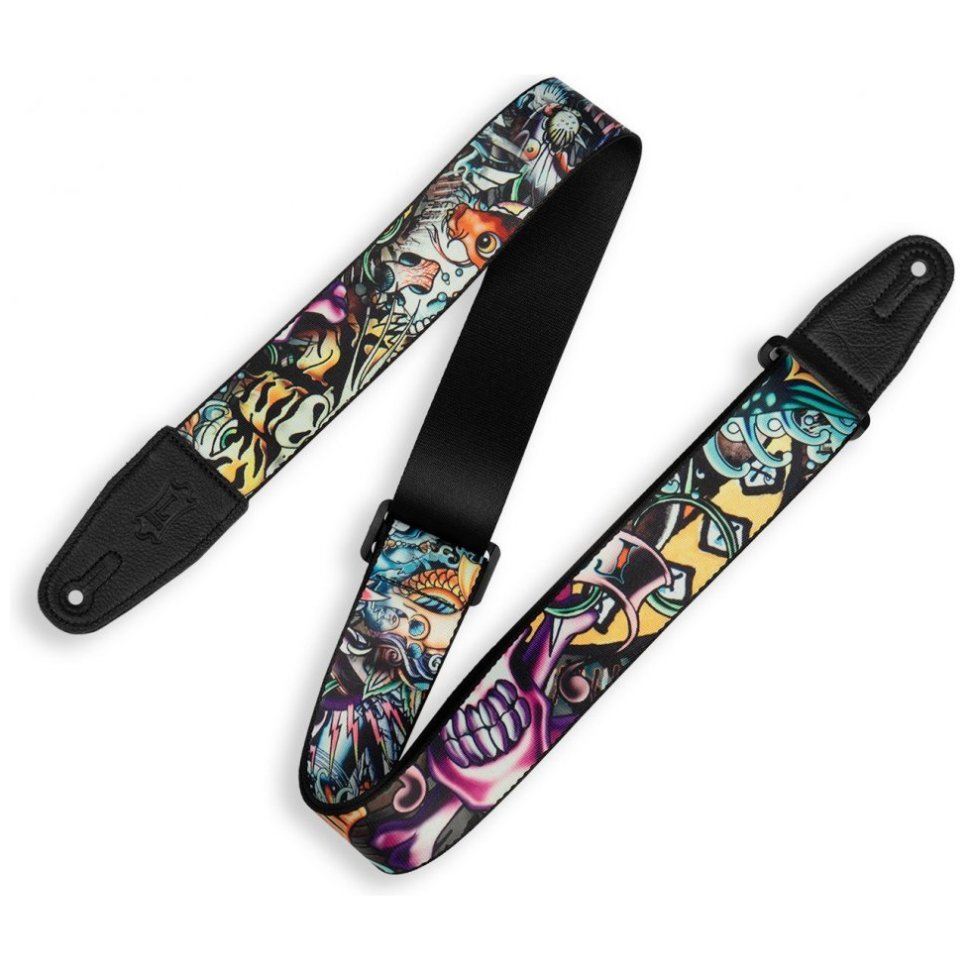 Levy's MP2TAT-003 2″ Tattoo Series Poly Guitar Strap - New School