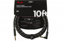 Fender CABLE DELUXE SERIES 10' ANGLED BLACK TWEED