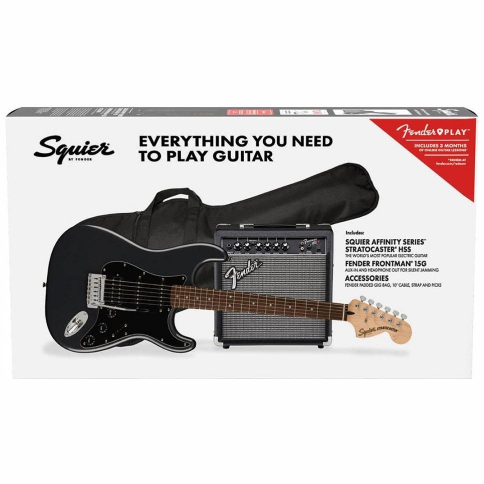 Squier by Fender Affinity Series Strat Pack Hss Charcoal Frost Metallic