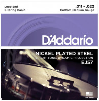 D'Addario EJ57 Banjo Nickel Custom Medium 5 String (11-22)