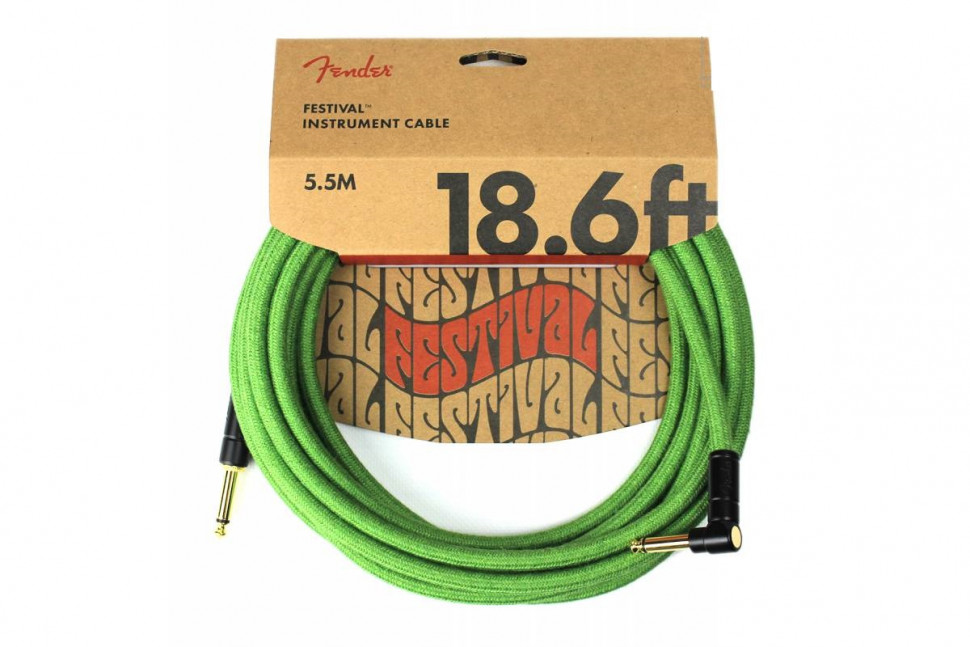 Fender 18.6' ANGLED FESTIVAL INSTRUMENT CABLE PURE HEMP GREEN