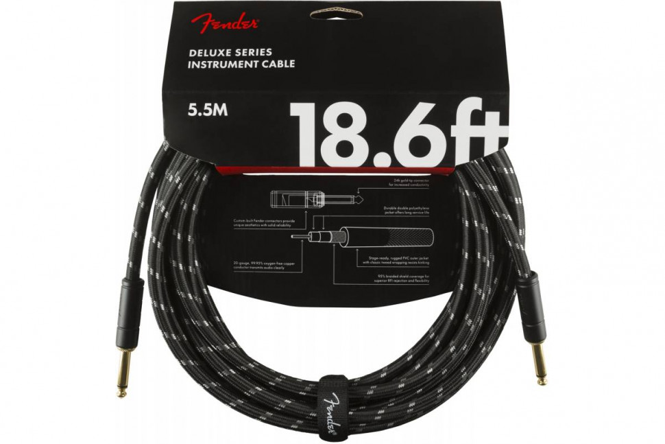 Fender CABLE DELUXE SERIES 18.6' ANGLED BLACK TWEED Fender CABLE DELUXE SERIES 18.6' ANGLED BLACK TWEED