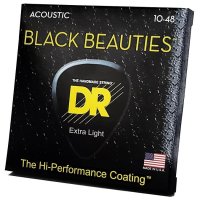 DR STRINGS BLACK BEAUTIES ACOUSTIC - EXTRA LIGHT (10-48)