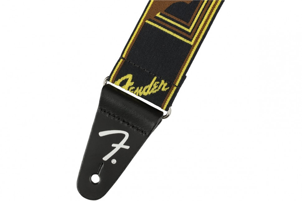 Fender 2" WEIGHLESS MONOGRAMMED STRAP BLACK/YELLOW/BROWN