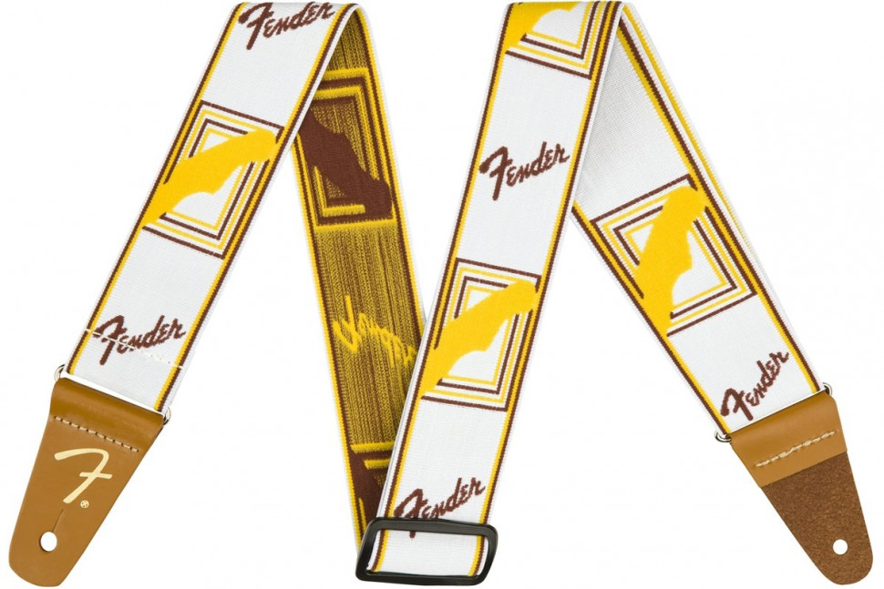 Fender 2" WEIGHLESS MONOGRAMMED STRAP WHITE/BROWN/YELLOW