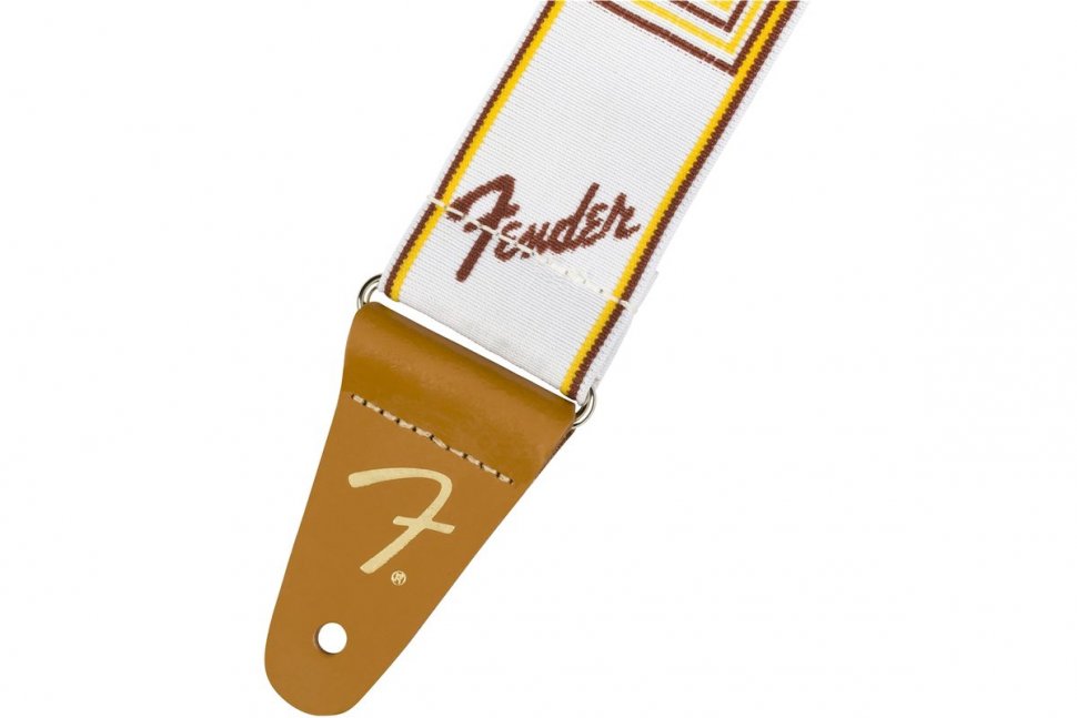 Fender 2" WEIGHLESS MONOGRAMMED STRAP WHITE/BROWN/YELLOW