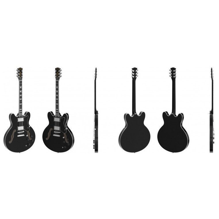 Donner Music DJP-1000 Semi-Hollow Electric Guitar Black