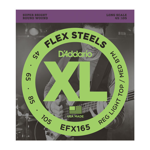 D'Addario EFX165 XL FlexSteels Bass Light Top / Medium Bottom (45-105)
