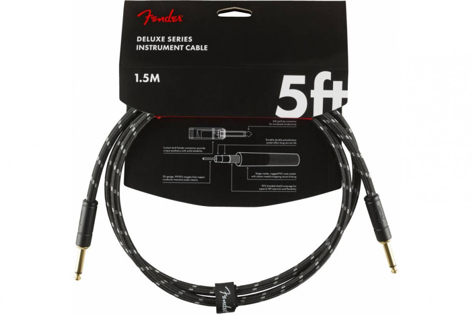 Fender CABLE DELUXE SERIES 5' BLACK TWEED