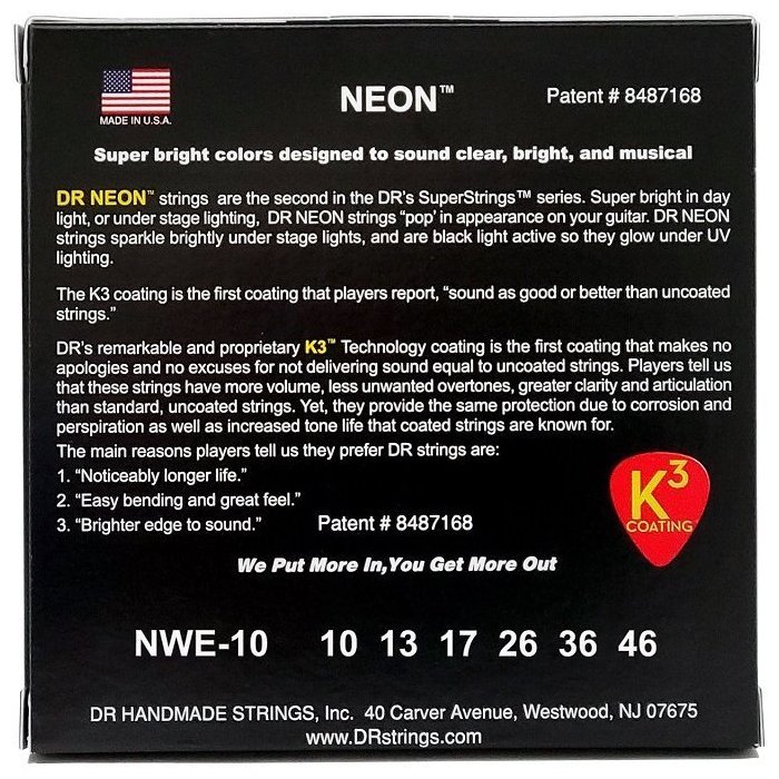 DR STRINGS NEON WHITE ELECTRIC - MEDIUM (10-46)