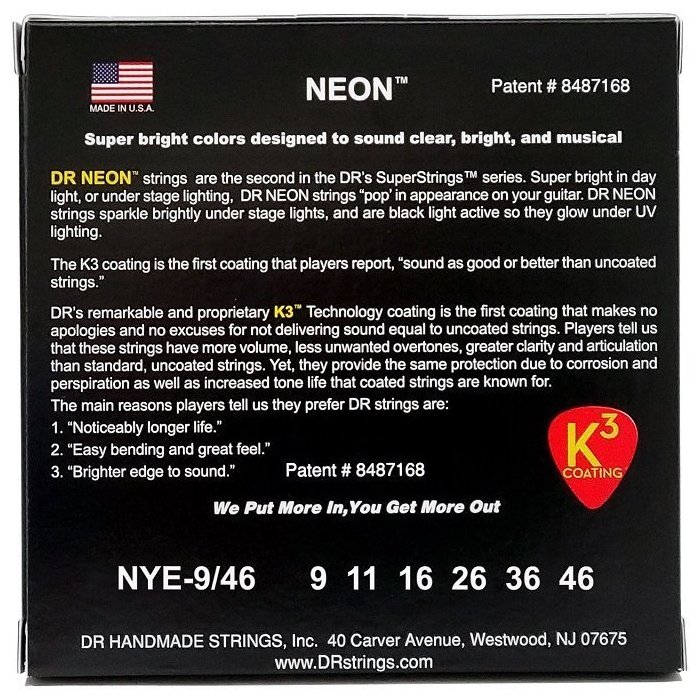 DR STRINGS NEON YELLOW ELECTRIC - LIGHT HEAVY (9-46)