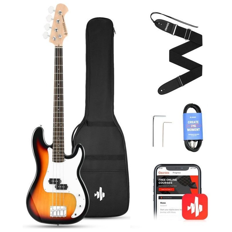 Donner Music DPB-510 Electric Bass Guitar Sunburst