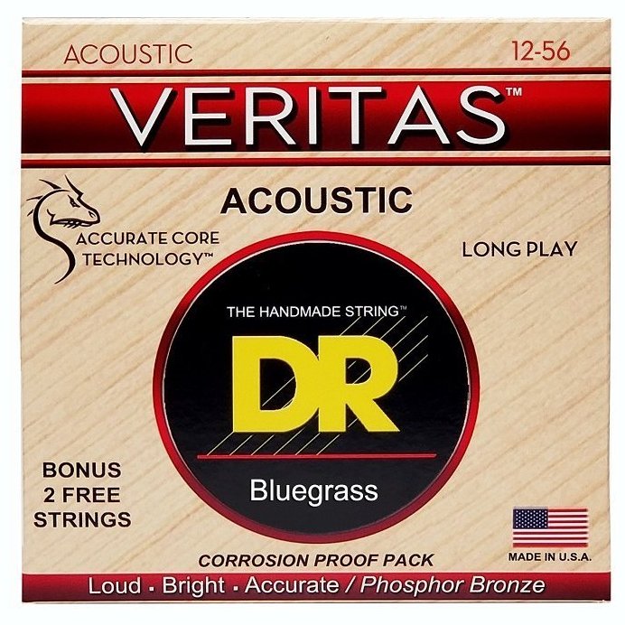 DR STRINGS VERITAS COATED CORE ACOUSTIC GUITAR STRINGS - BLUEGRASS (12-56)
