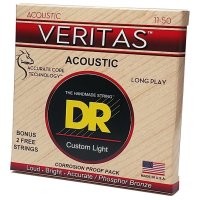 DR STRINGS VERITAS COATED CORE ACOUSTIC GUITAR STRINGS - CUSTOM LIGHT (11-50)